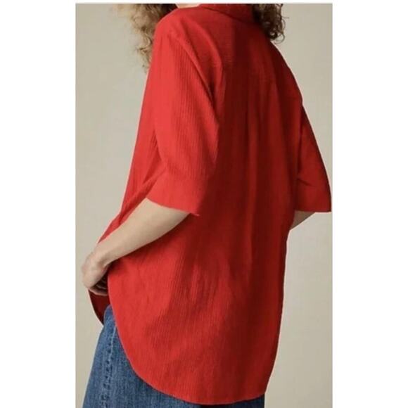 J.Crew Popover Shirt in Airy Gauze Size Medium In Red Tunic NWT - Picture 1 of 3